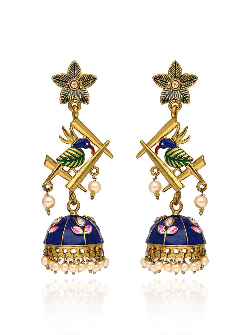 Flipkart.com - Buy Kaeya Classic Bridal Peacock Design Meenakari Jhumka  Earrings Gold Pearl Alloy Jhumki Earring Online at Best Prices in India