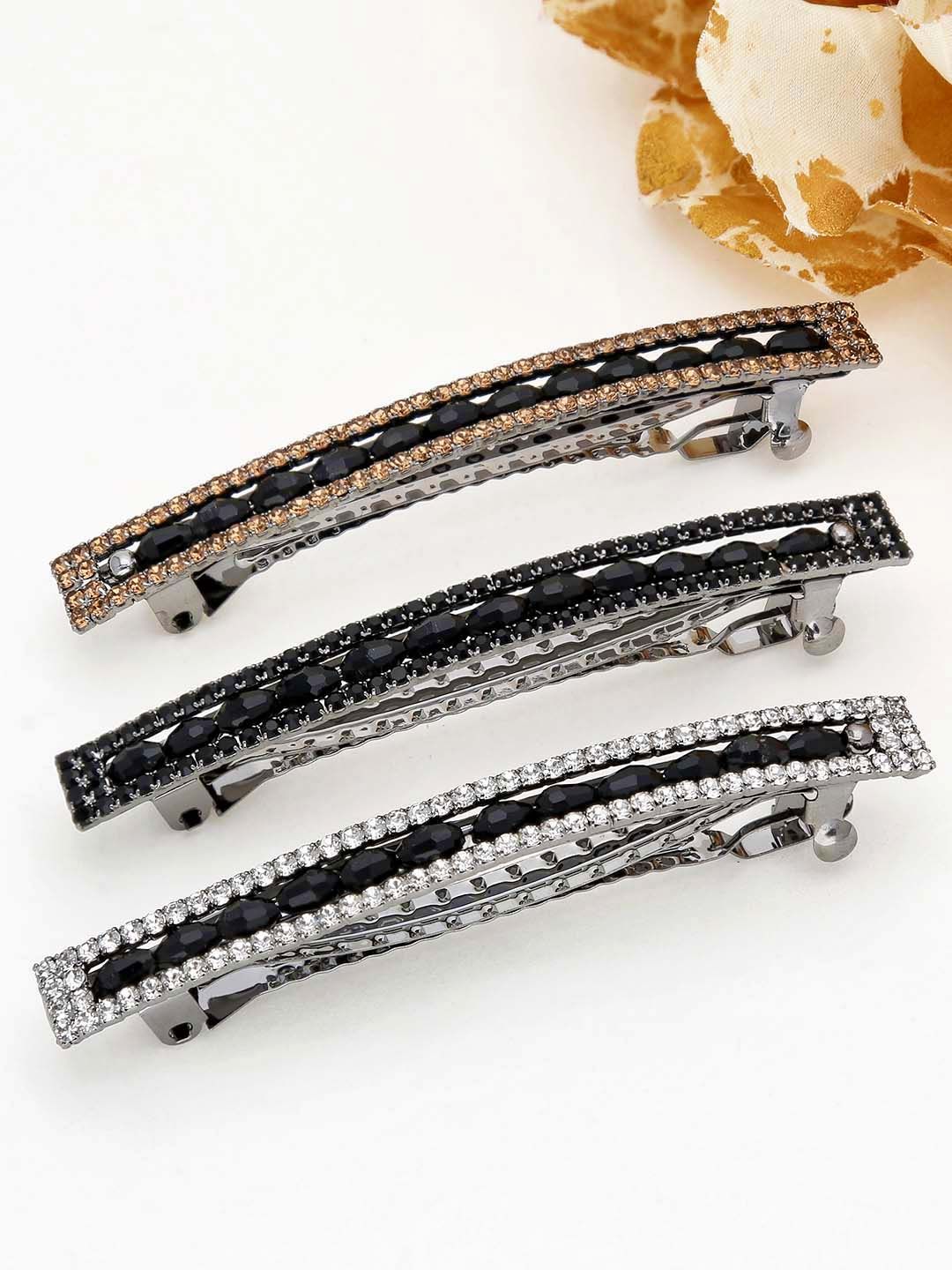 Fancy Hair Clip in Black Rhodium finish - 2078BL