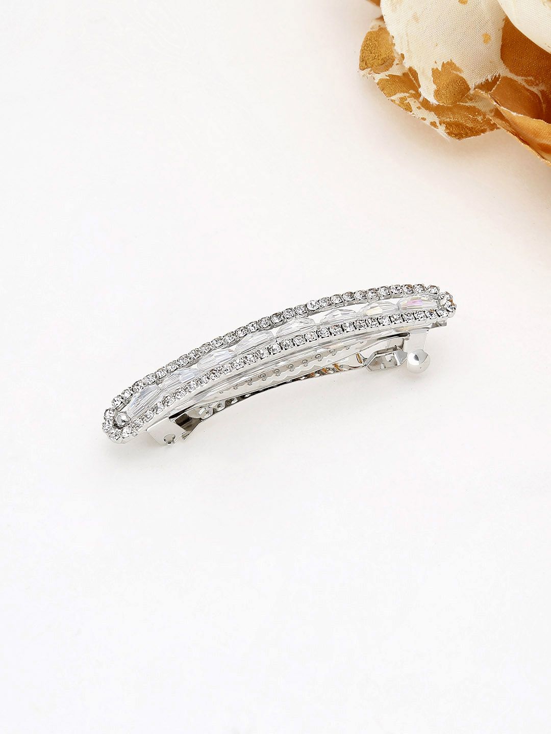 Fancy Hair Clip in Rhodium finish - 2087RO