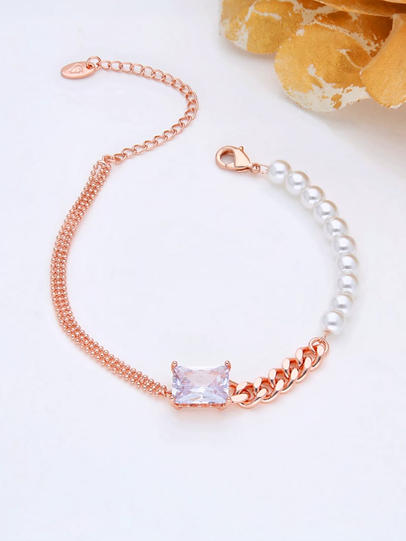 AD / CZ Loose / Link Bracelet in Rose Gold finish - THF606