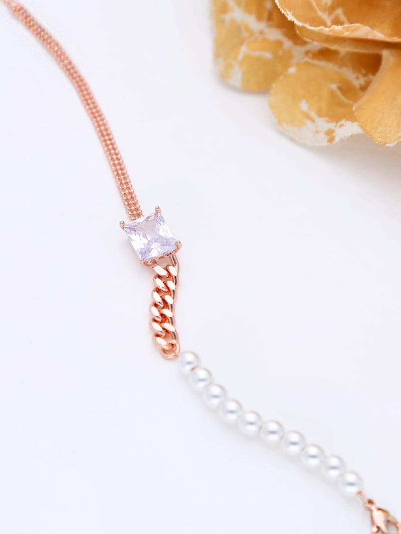 AD / CZ Loose / Link Bracelet in Rose Gold finish - THF606