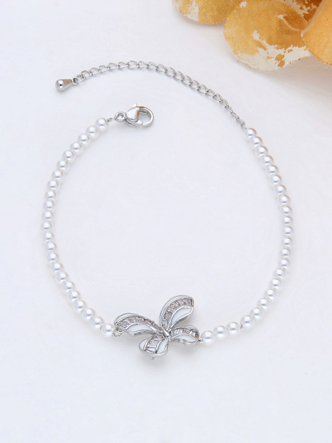 AD / CZ Loose / Link Bracelet in Rhodium finish - THF609