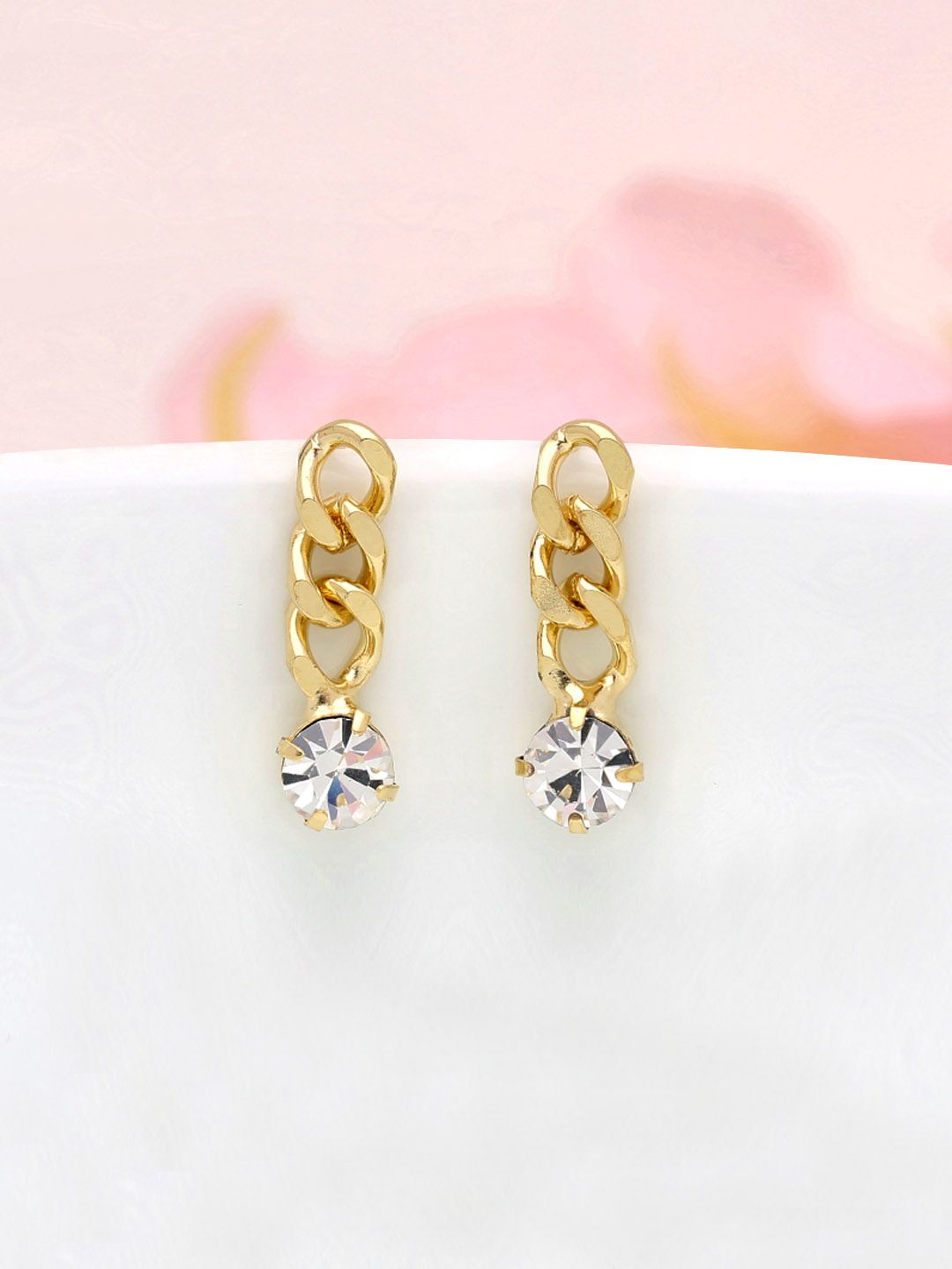 AD / CZ Dangler Earrings in Gold finish - THF902