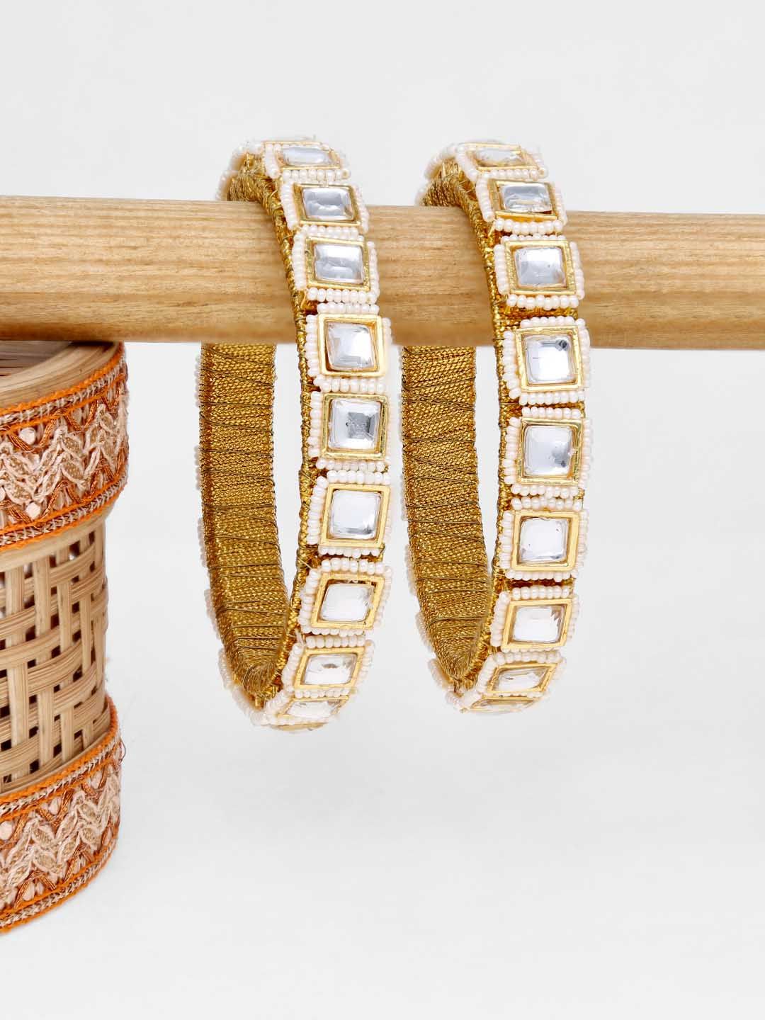 Kundan Bangles in Gold finish - 2.8