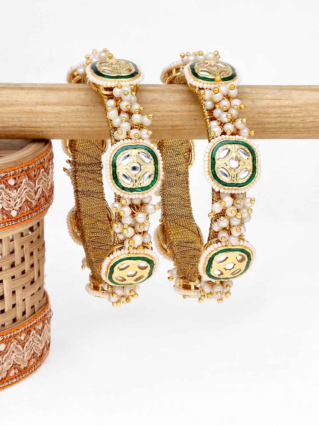 Kundan Bangles in Gold finish - 2.8