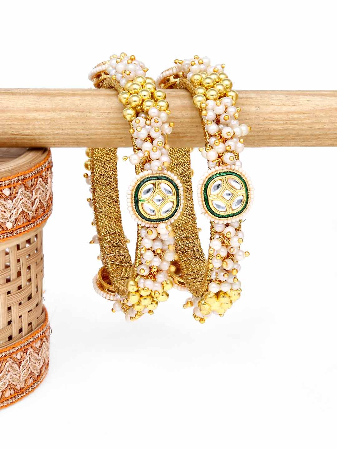 Kundan Bangles in Gold finish - 2.8