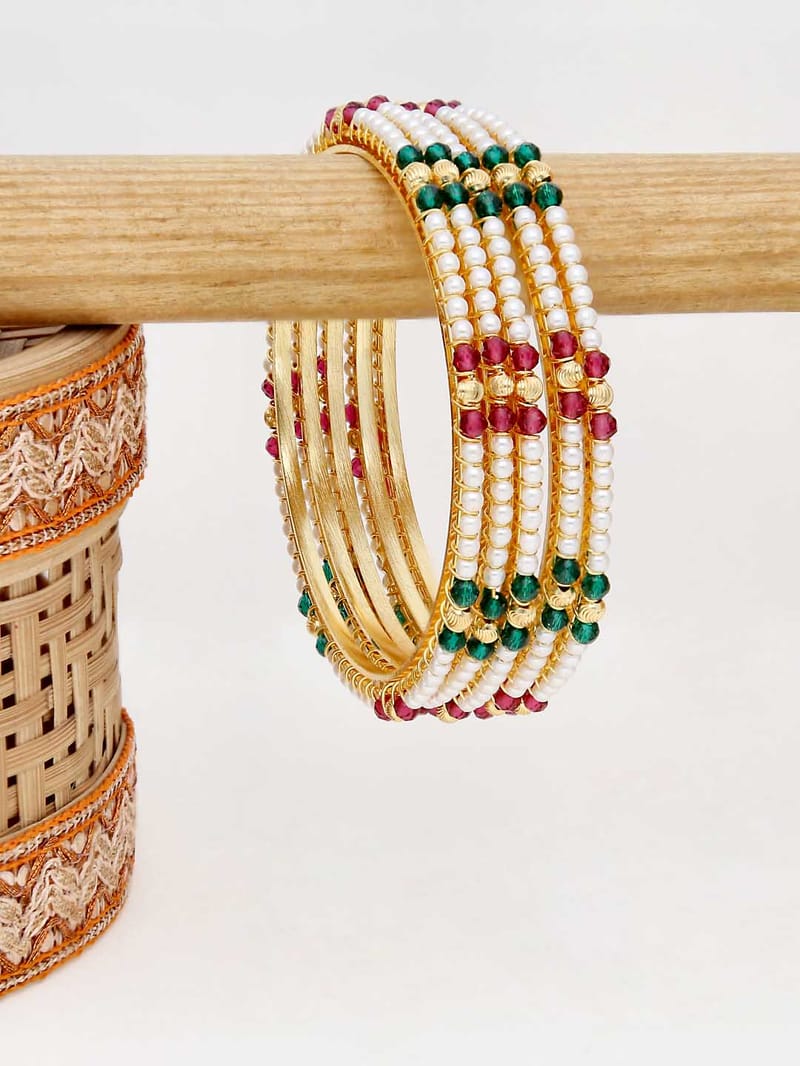 Pearls Bangles in Gold finish - 2.8