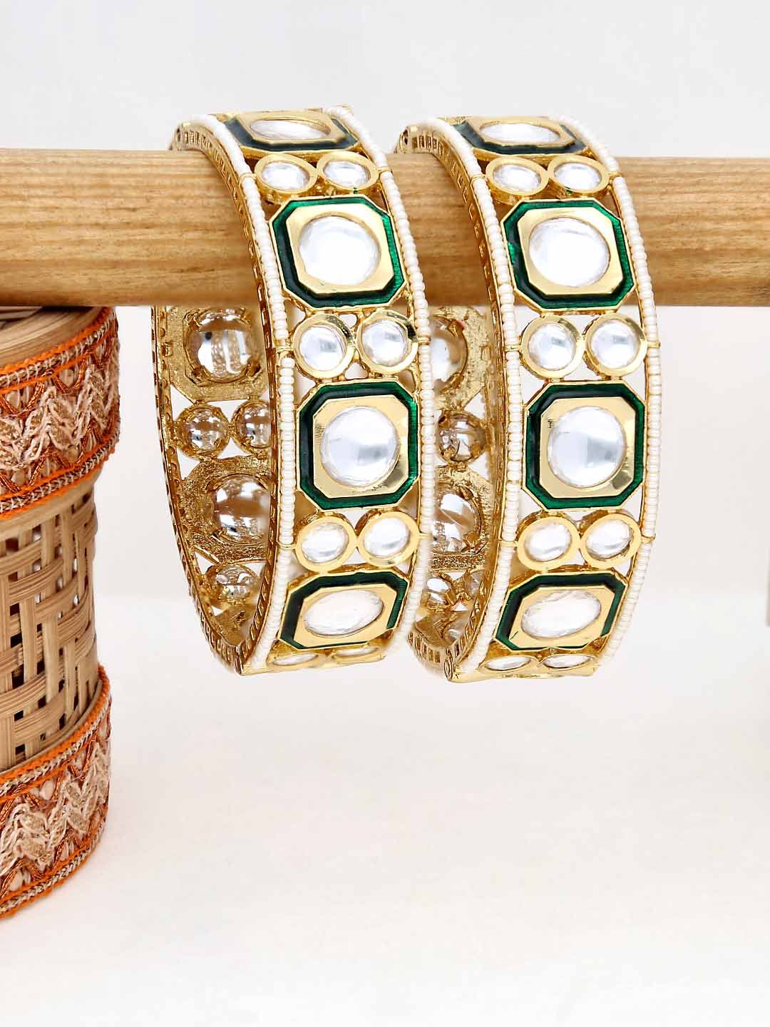 Kundan Bangles in Gold finish - 2.8