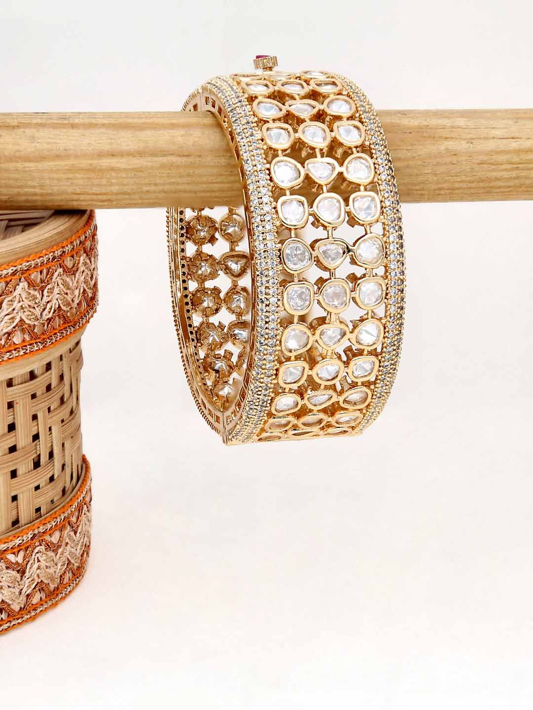 AD / CZ Kada Bangles in Rose Gold finish - 2.8