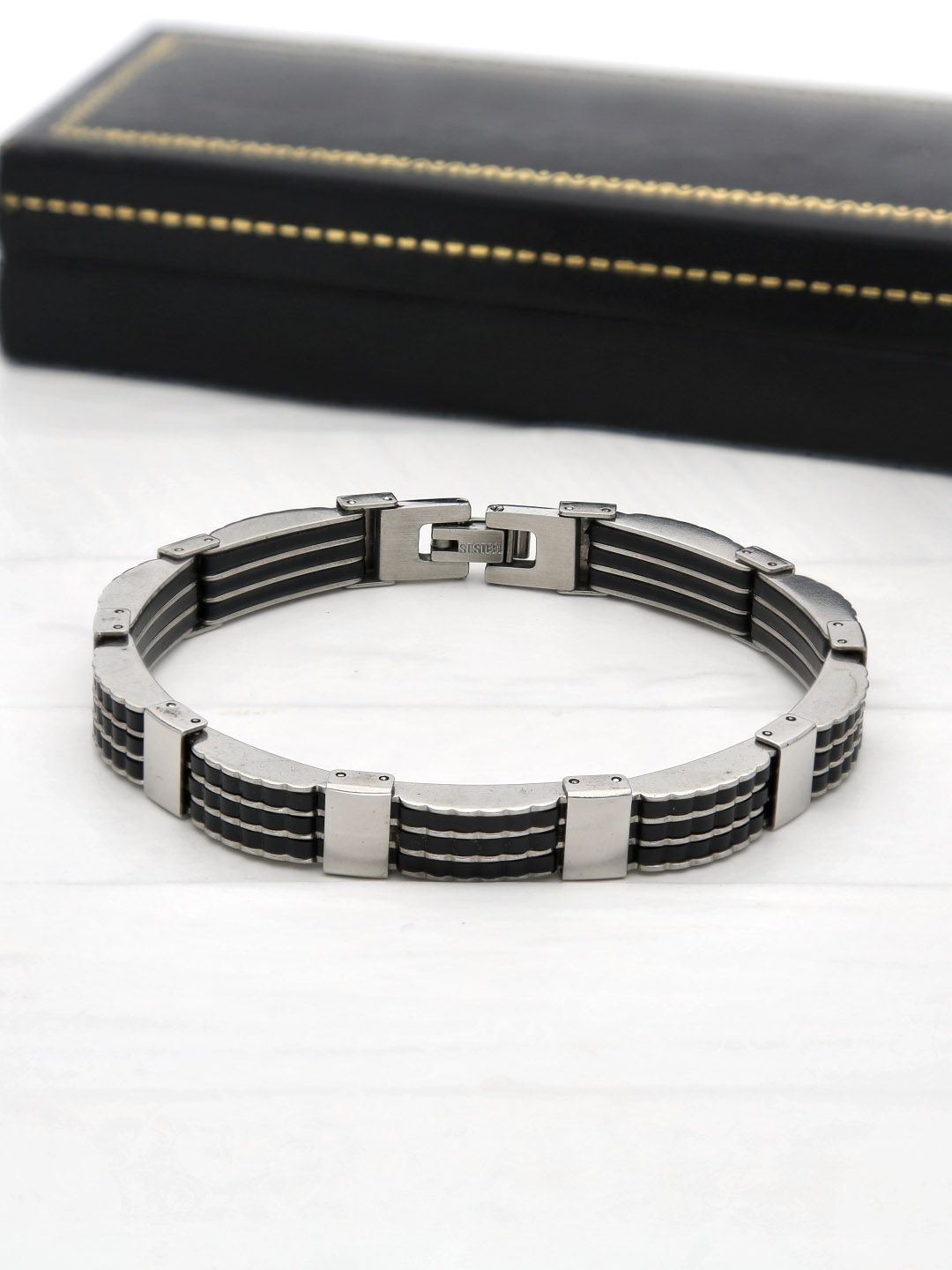 Men's Loose / Link Bracelet in Rhodium finish - THF1261