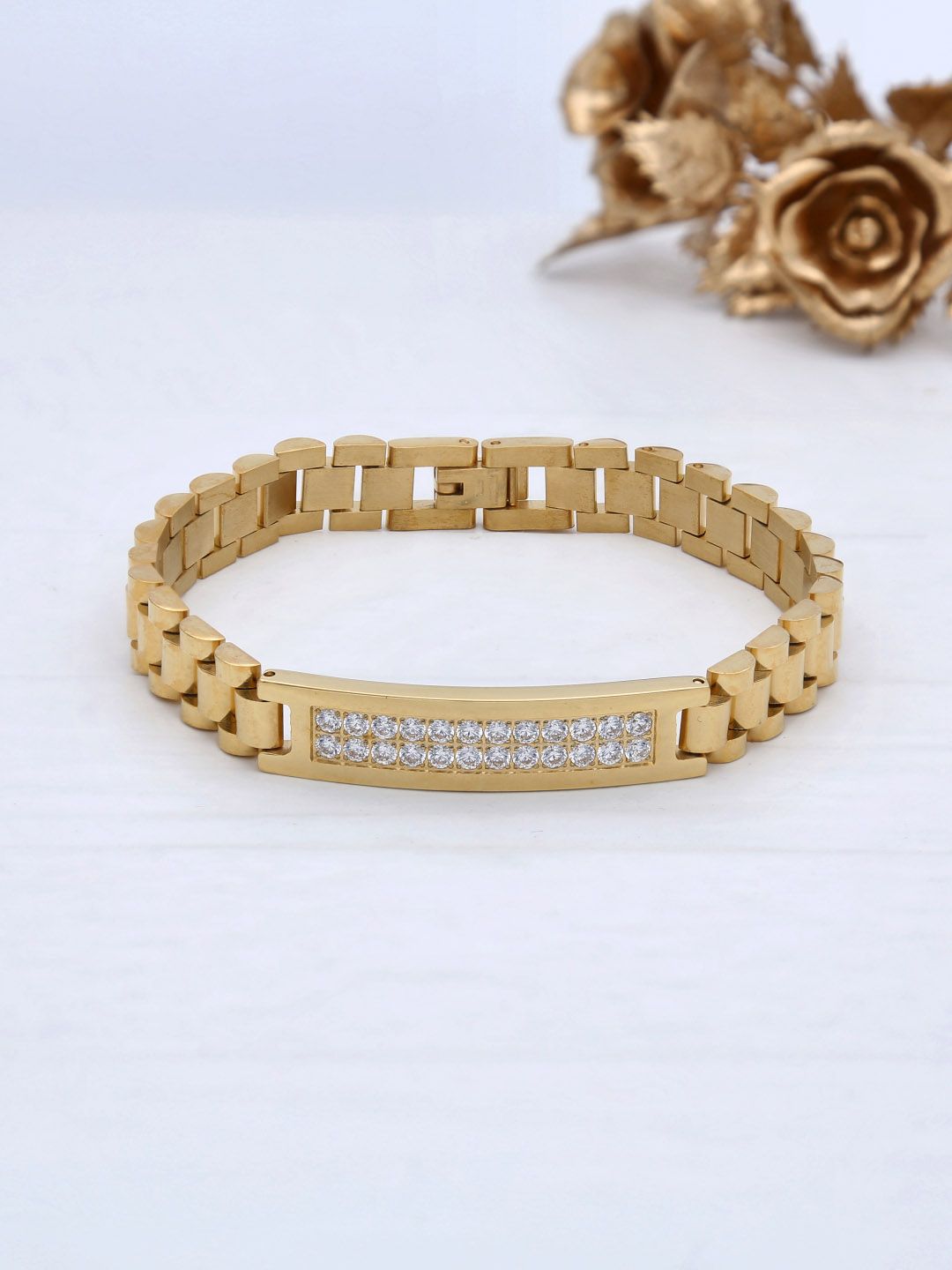 Western Loose / Link Bracelet in Gold finish - THF1623