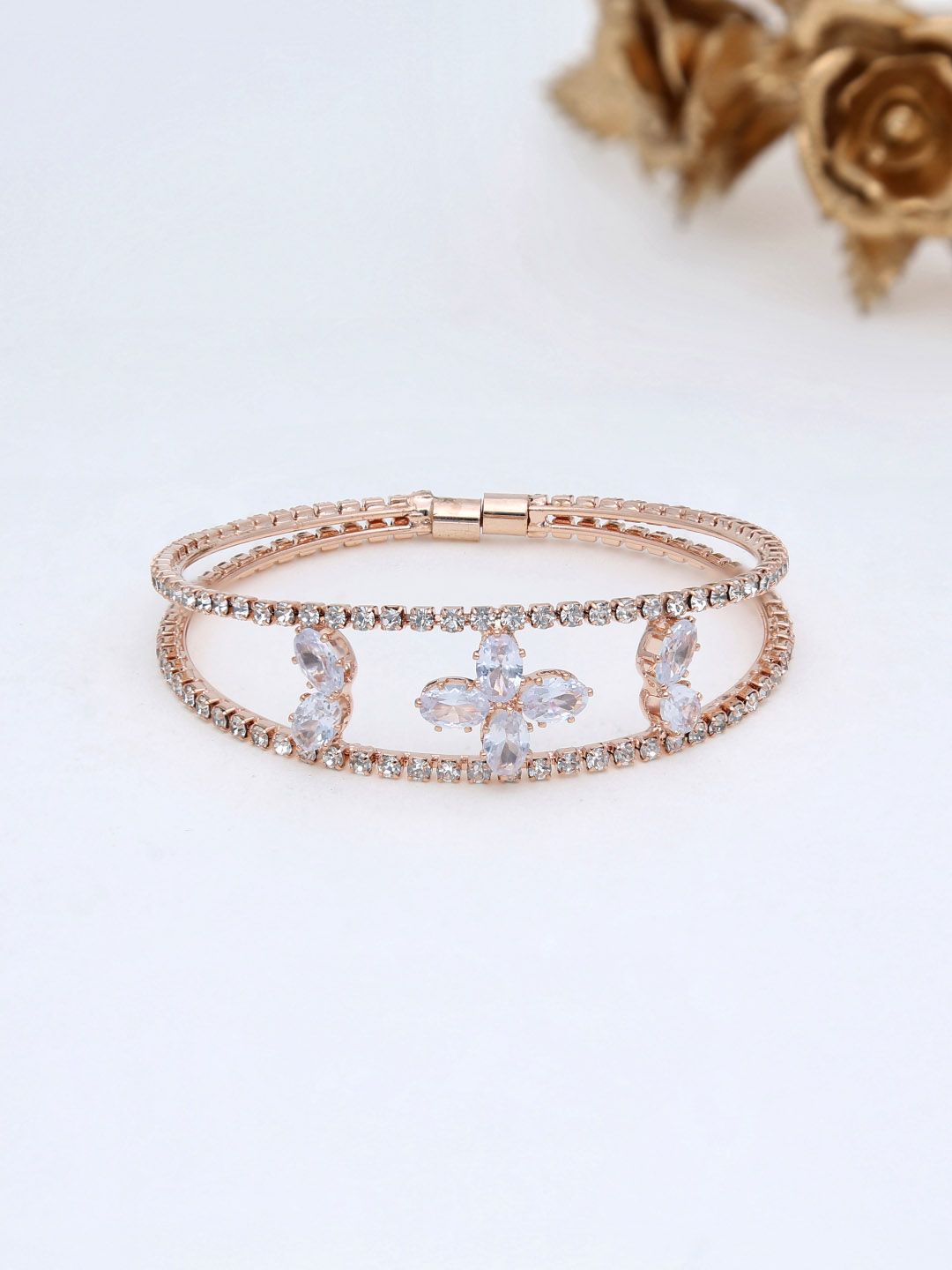 AD / CZ Kada Bracelet in Rose Gold finish - P19RG