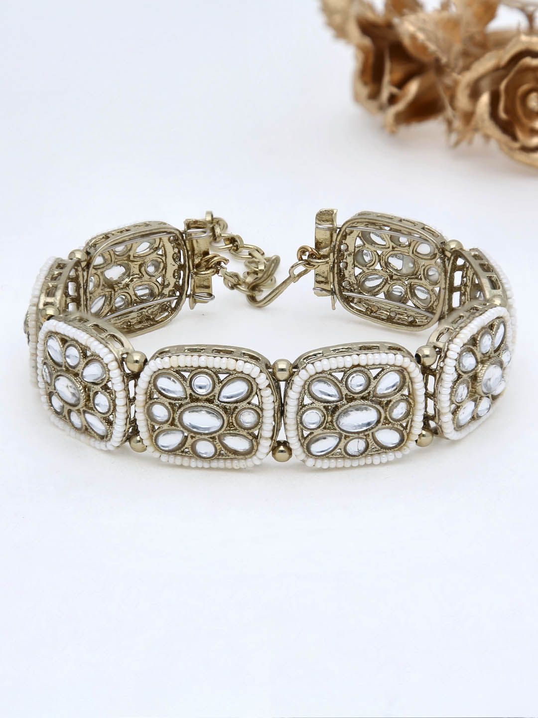 Kundan Loose / Link Bracelet in Mehendi finish - R3052MH